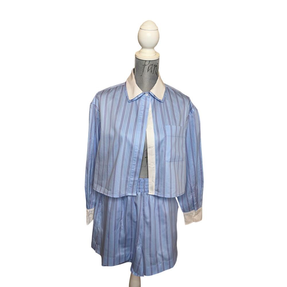 French Connection Stripe Double Collar Button-Up Shirt XS + Boxer Shorts L